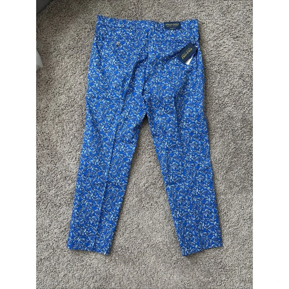 Polo Ralph Lauren Golf Pants Mens 36x30 Blue Floral Tailored Fit New Khakis Pant - Picture 5 of 6